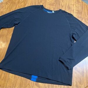 vtg ibex Merino wool Long-Sleeve Crew Tee blue stripe medium USA